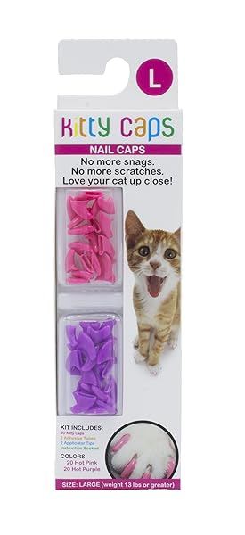 Kitty Caps Kitty Caps Nail Caps for Cats Hot Purple and Hot Pink 40 Count Large 3 Pack Safe Stylish Humane Alternative to Declawing