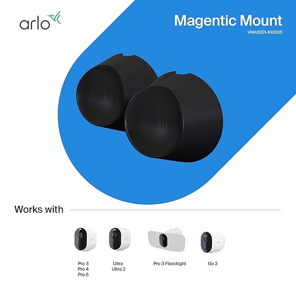 Arlo Arlo Magnetic Wall Mounts - Set of 2 for Pro 5S, Pro 4, Pro 3, Ultra 2 Cameras - Indoor/Outdoor Use, Arlo Certified Accessory - View 4 of 8
