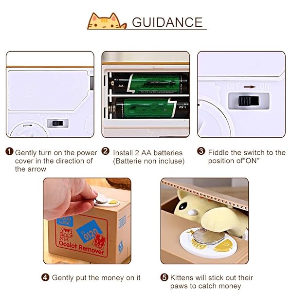 EBTOOLS Cat Stealing Money Bank Cute Kitty Coin Piggy Bank for Kids Creative Gift Auto Money Saving Box - View 4 of 9