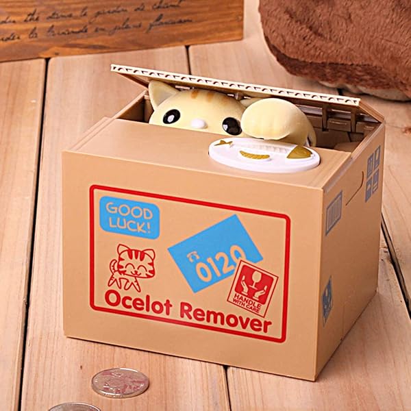 EBTOOLS Cat Stealing Money Bank Cute Kitty Coin Piggy Bank for Kids Creative Gift Auto Money Saving Box - View 6 of 9