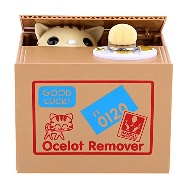 EBTOOLS Cat Stealing Money Bank Cute Kitty Coin Piggy Bank for Kids Creative Gift Auto Money Saving Box