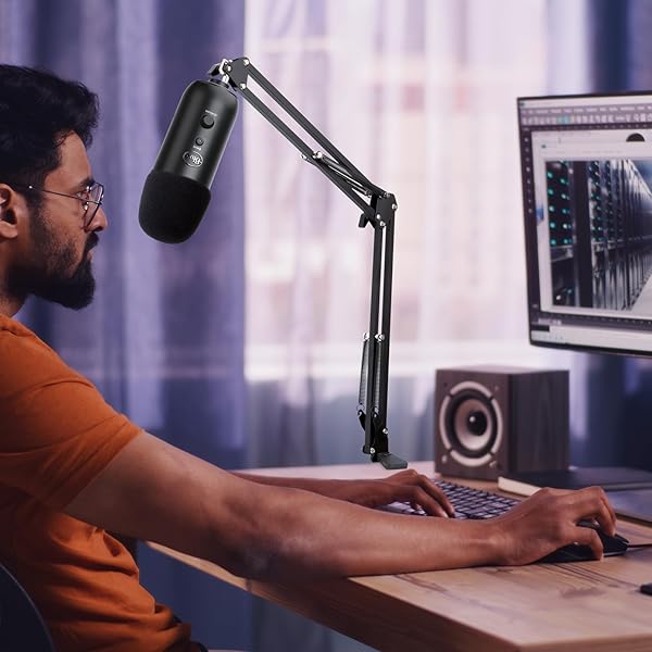 YOUSHARES Blue Yeti Microphone Stand with Foam Cover Suspension Boom Scissor Arm and Pop Filter by YOUSHARES for Optimal Sound Quality - View 8 of 8