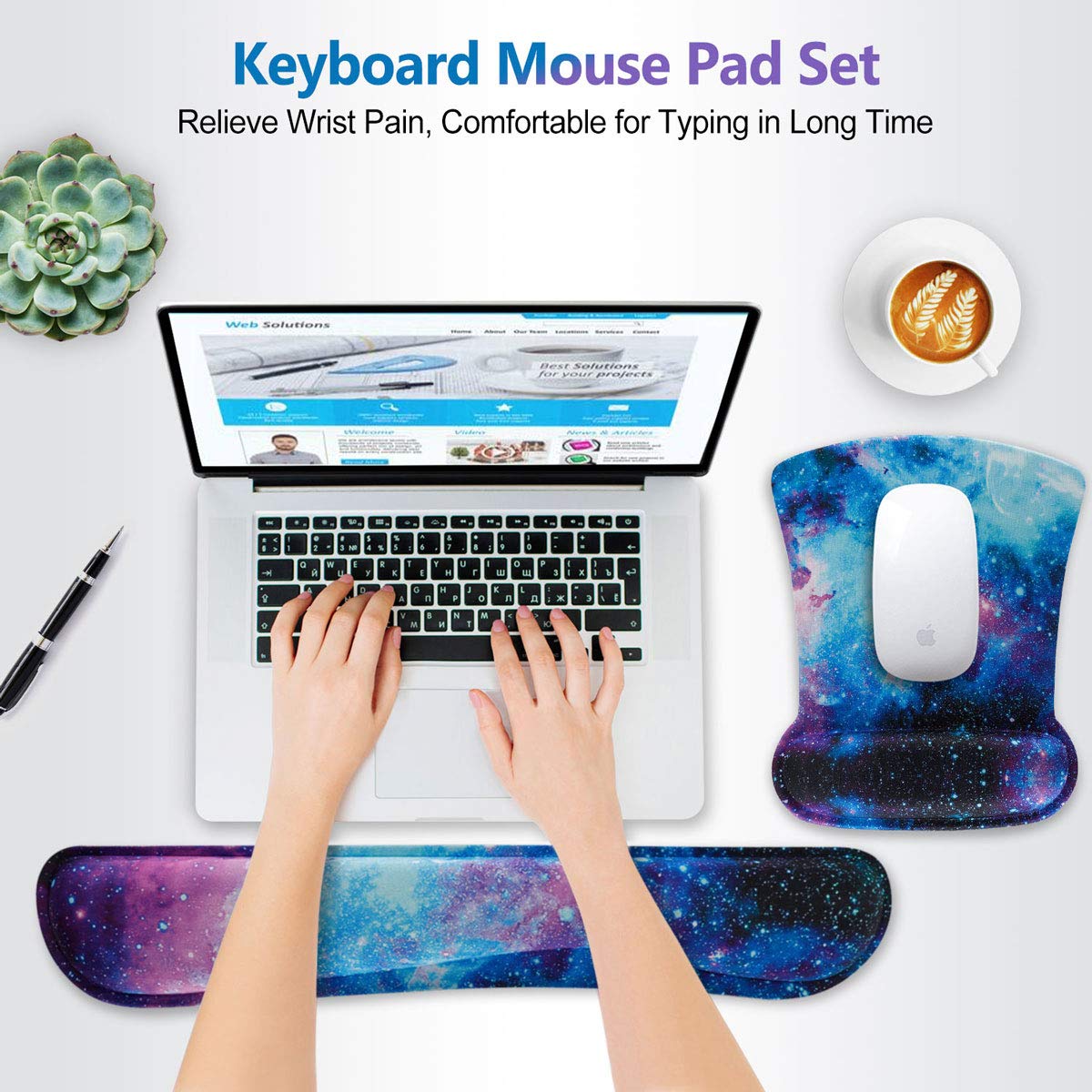 ToLuLu ToLuLu Ergonomic Keyboard Wrist Rest and Cute Gel Mouse Pad Set for Pain Relief and Comfort in Nebula Galaxy Design - View 2 of 7