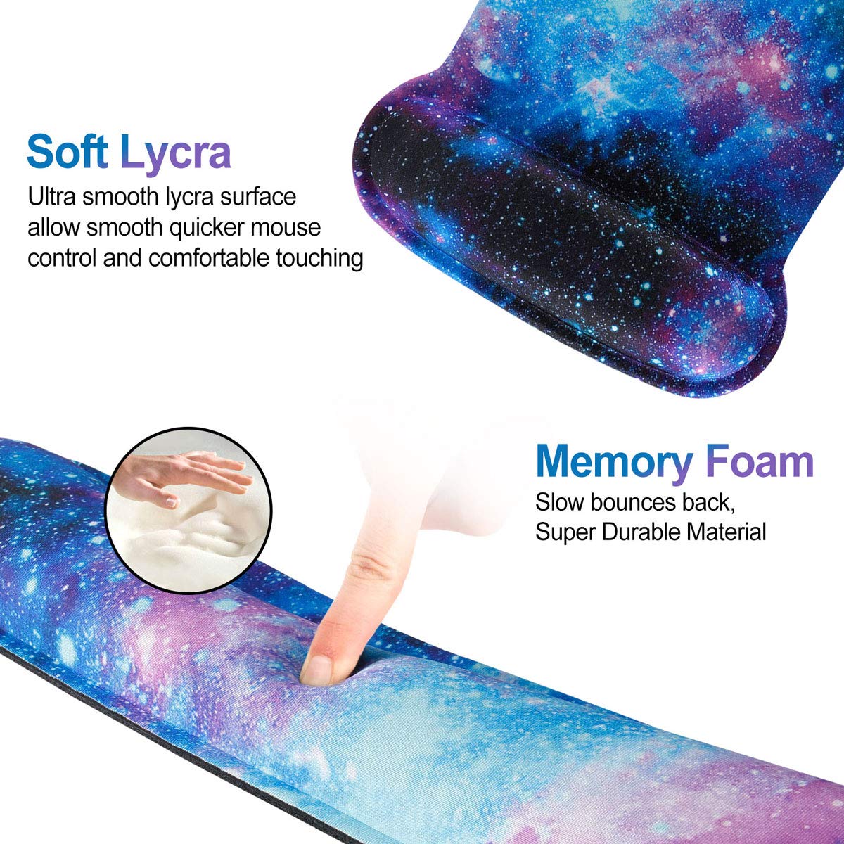 ToLuLu ToLuLu Ergonomic Keyboard Wrist Rest and Cute Gel Mouse Pad Set for Pain Relief and Comfort in Nebula Galaxy Design - View 3 of 7