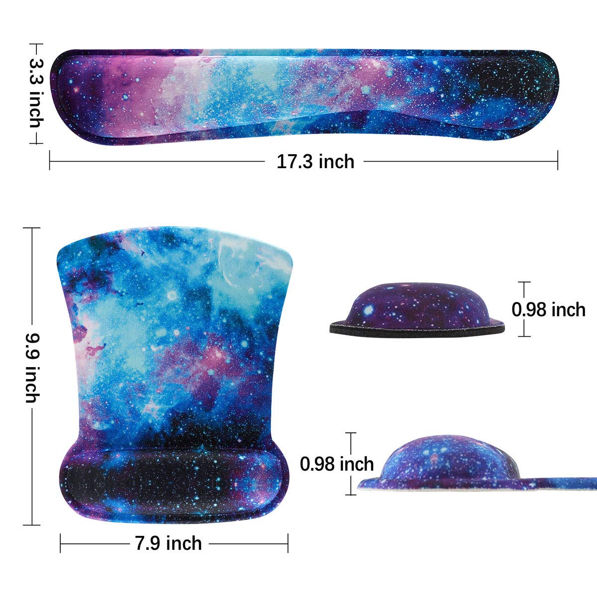 ToLuLu ToLuLu Ergonomic Keyboard Wrist Rest and Cute Gel Mouse Pad Set for Pain Relief and Comfort in Nebula Galaxy Design - View 6 of 7