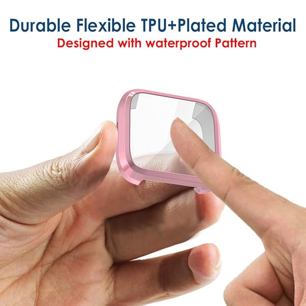 Simpeak Simpeak Screen Protector Bumper Case for Fitbit Versa Lite Smartwatch Pack of 5 in Rose Pink Clear Silver Black Rose Gold - View 3 of 6