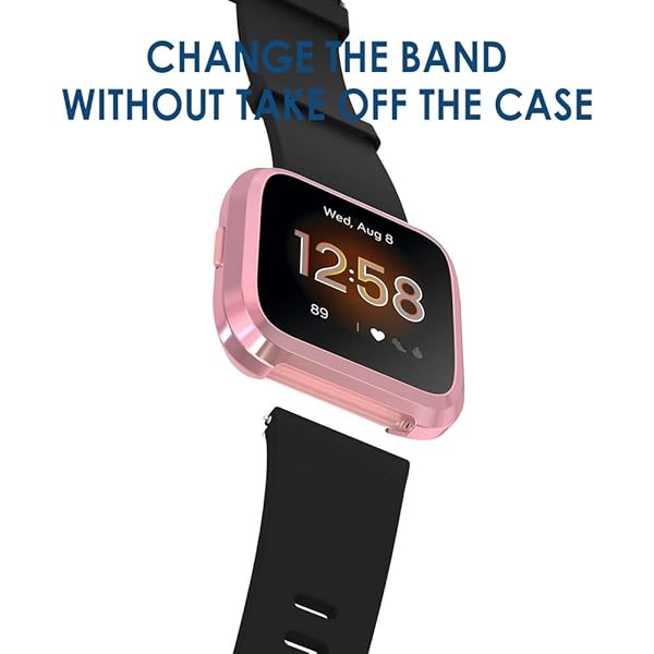 Simpeak Simpeak Screen Protector Bumper Case for Fitbit Versa Lite Smartwatch Pack of 5 in Rose Pink Clear Silver Black Rose Gold - View 4 of 6