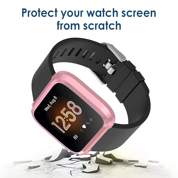 Simpeak Simpeak Screen Protector Bumper Case for Fitbit Versa Lite Smartwatch Pack of 5 in Rose Pink Clear Silver Black Rose Gold - View 5 of 6