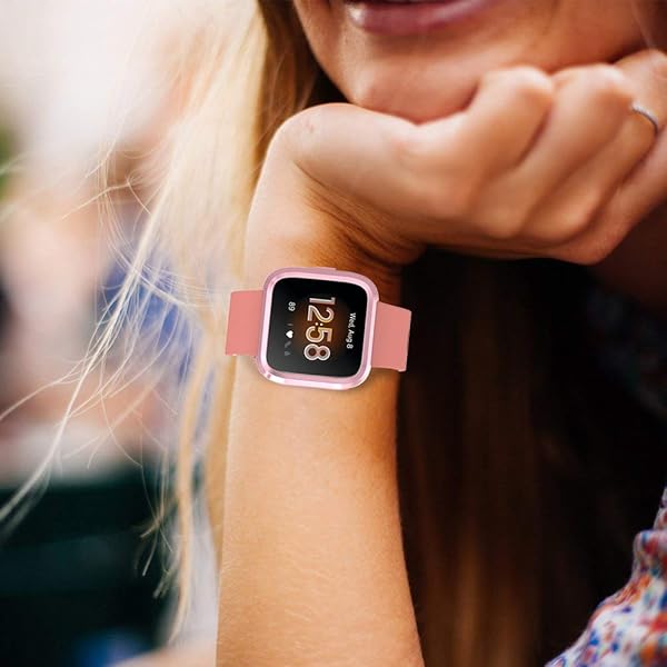 Simpeak Simpeak Screen Protector Bumper Case for Fitbit Versa Lite Smartwatch Pack of 5 in Rose Pink Clear Silver Black Rose Gold - View 6 of 6