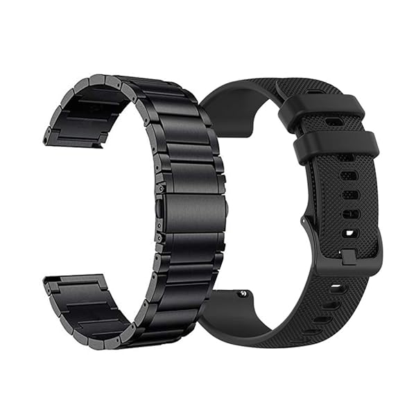 Yeejok Venu 2S and Vivoactive 4S Compatible 18mm Metal and Silicone Sporty Watch Bands for Garmin Smart Watches Black