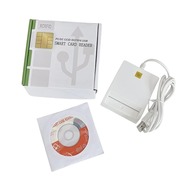 XCRFID ISO7816 Contact Smart Card Reader DOD Military USB CAC Compatible with Windows Mac OS and Linux Systems White - View 3 of 8