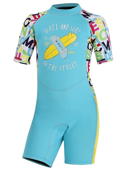 DIVE & SAIL Shop DIVE & SAIL Girls 2.5mm UV Protective Shorty Wetsuit - Stretchy One Piece Swimwear in Blue