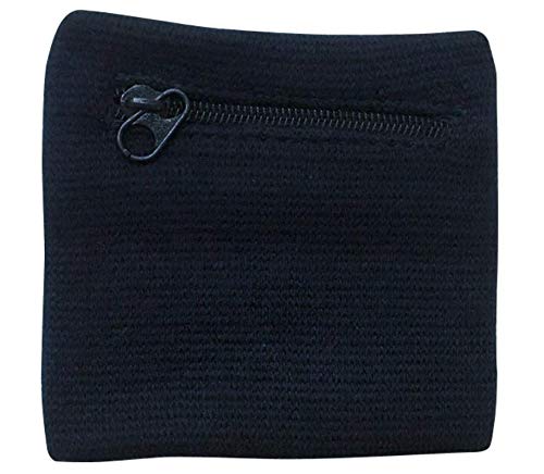 Chris.W Chris.W 3 Pairs Sports Wristband Zipper Sweatband Wrist Wallet Key Pocket for Running Cycling Jogging Black Blue White One Size Fits Most - View 2 of 6