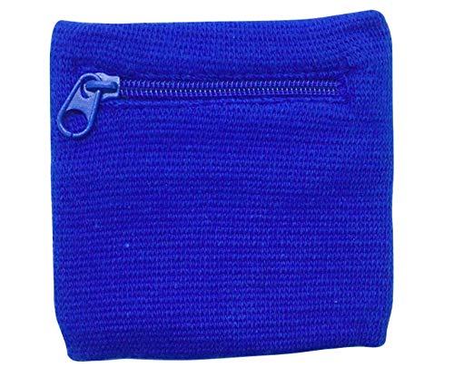 Chris.W Chris.W 3 Pairs Sports Wristband Zipper Sweatband Wrist Wallet Key Pocket for Running Cycling Jogging Black Blue White One Size Fits Most - View 4 of 6