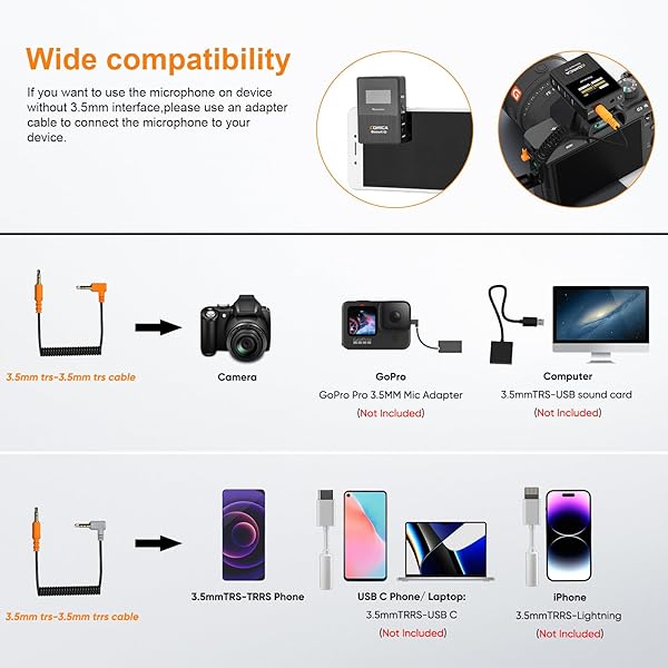 COMICA comica Wireless Lavalier Microphone, BoomX-D2 2.4G Compact Wireless Lapel Microphone System with 2 Transmitter and 1 Receiver,Lav Mic for Smartphone Camera Podcast Interview YouTube Facebook Live - View 3 of 9