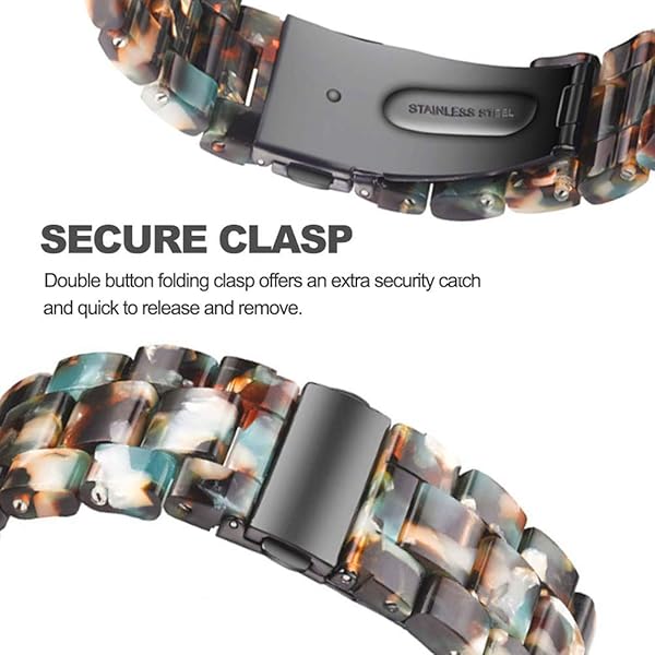 SPINYE SPINYE Colorful Resin Watch Bands for Samsung Galaxy Watch 46mm Huawei Watch GT5 GT4 GT3 GT2 22mm Strap for Men and Women Black Green - View 5 of 9