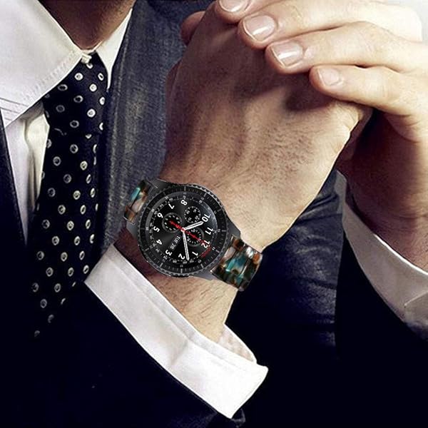 SPINYE SPINYE Colorful Resin Watch Bands for Samsung Galaxy Watch 46mm Huawei Watch GT5 GT4 GT3 GT2 22mm Strap for Men and Women Black Green - View 6 of 9