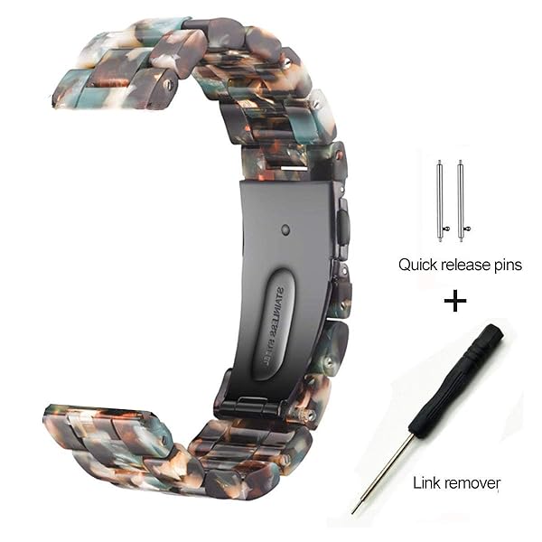 SPINYE SPINYE Colorful Resin Watch Bands for Samsung Galaxy Watch 46mm Huawei Watch GT5 GT4 GT3 GT2 22mm Strap for Men and Women Black Green - View 7 of 9