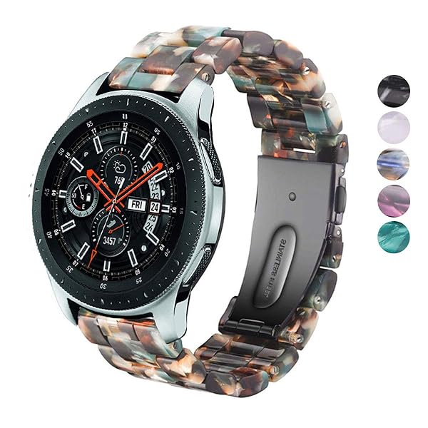 SPINYE SPINYE Colorful Resin Watch Bands for Samsung Galaxy Watch 46mm Huawei Watch GT5 GT4 GT3 GT2 22mm Strap for Men and Women Black Green - View 3 of 9