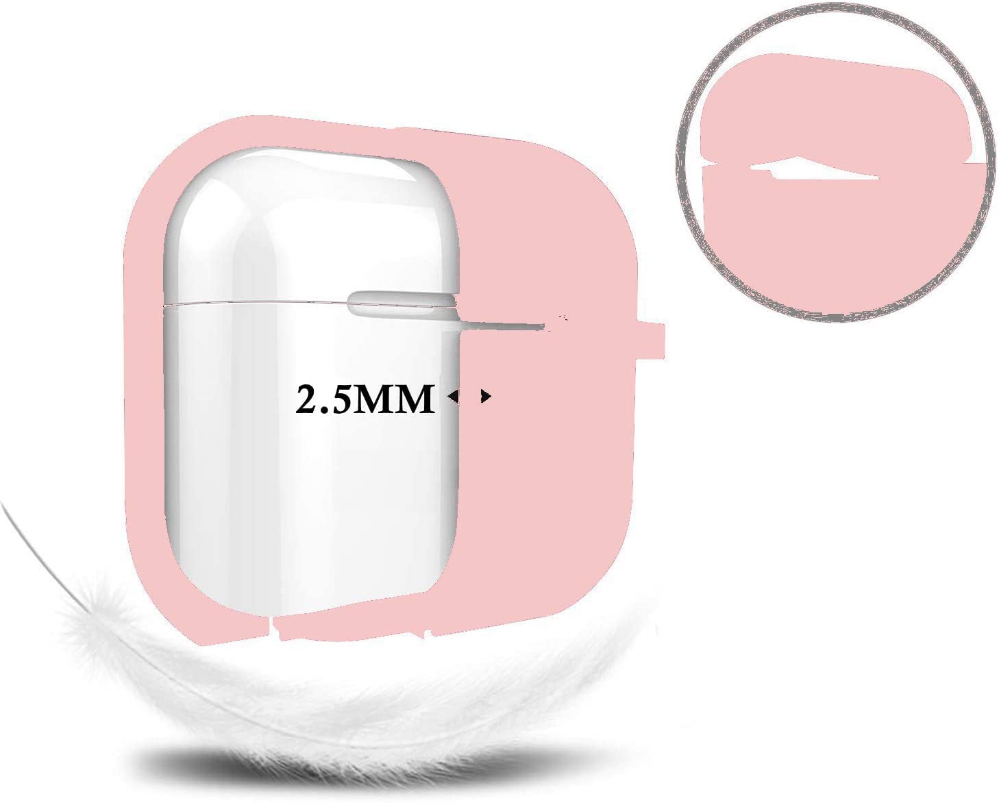 Cypher.V Light Pink Protective Case Cover for Airpods Pro with Ear Tips and Cute Pom Pom Keychain Kit - View 5 of 6