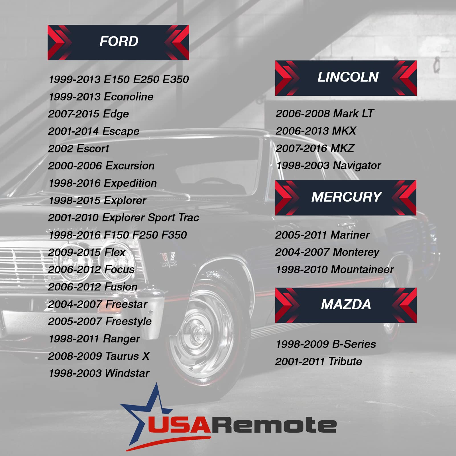 USARemote USARemote Key Fob Keyless Entry for Ford F150 F250 F350 Escape Expedition Explorer with 80 Bit Key Black Plastic Pickup Truck SUV - View 4 of 9