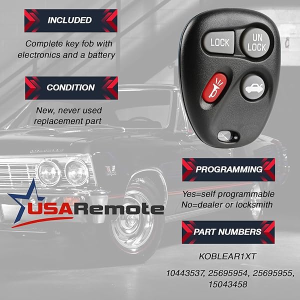 USARemote Keyless Entry Remote Fob and Ignition Key for Convenient Vehicle Access and Security - View 5 of 10