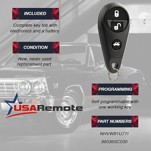 USARemote Key Fob for Subaru Forester Impreza Legacy Outback Keyless Entry Remote NHVWB1U711 - View 5 of 8