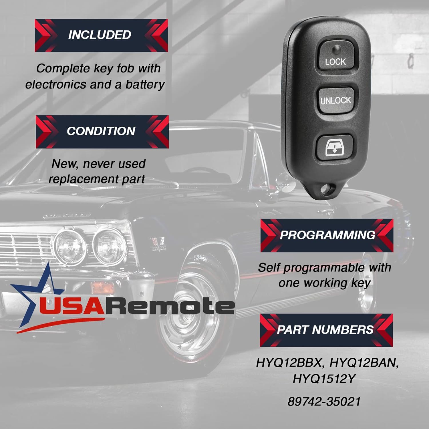 USARemote Keyless Entry Remote Fob and Ignition Key for 2003-2008 Toyota 4Runner and Sequoia HYQ12BBX 4C - View 3 of 9