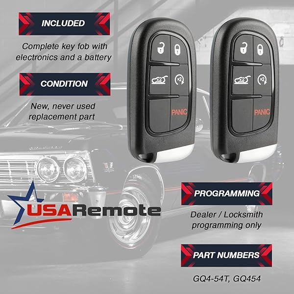 USARemote USARemote Keyless Entry Fob for 2014-2019 Jeep Cherokee Black Plastic SUV GQ4-54T - View 5 of 8