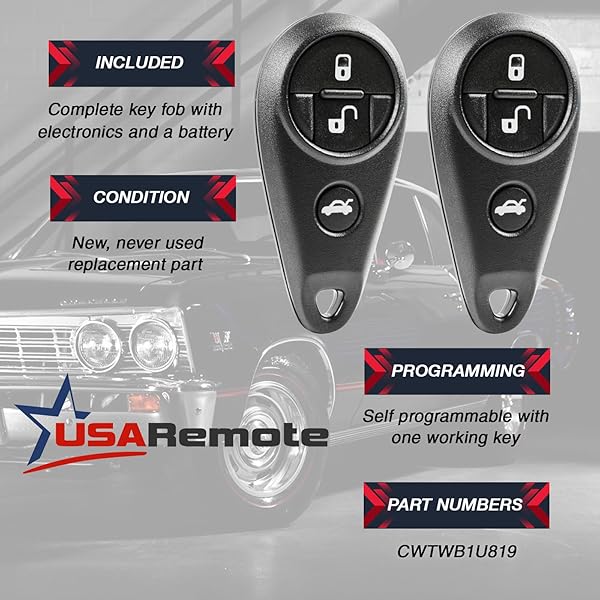 USARemote Key Fob for Subaru Forester Impreza Legacy Outback Keyless Entry Remote Set of 2 CWTWB1U819 - View 5 of 8
