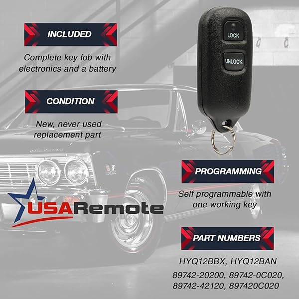 USARemote Keyless Entry Remote Fob and Ignition Key for 2001 2002 2003 Toyota Highlander and Prius HYQ12BBX 4C - View 5 of 11
