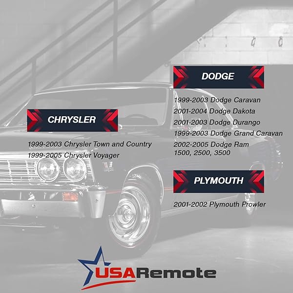 USARemote Key Fob for 1999-2005 Chrysler Dodge Plymouth Keyless Entry Remote and Key 04686481 Y160-PT - View 6 of 11