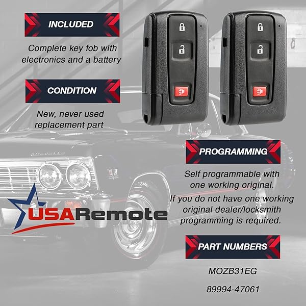 USARemote Key Fob for 2004-2009 Toyota Prius Smart Keyless Entry Remote Silver Logo MOZB31EG - View 5 of 8