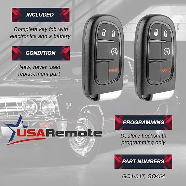USARemote Smart Keyless Entry Remote Fob for Ram 2013 to 2018 2 Key Fits GQ4-54T - View 5 of 8
