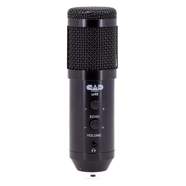 CAD Audio CAD Audio U49 USB Studio Microphone: Large Format, Headphone Monitor & Echo - Black
