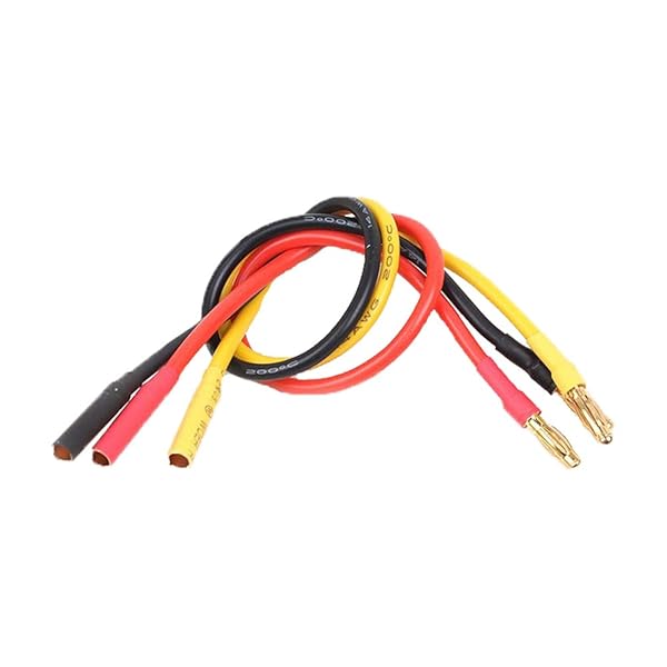 Acxico Acxico 3Pcs 4mm Male to Female Bullet Brushless Motor ESC Extension Lead 20cm 14AWG Banana Plug Wire for RC Models