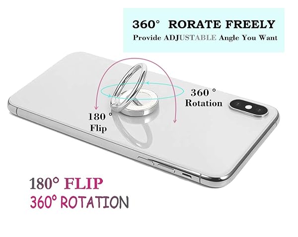 lenoup Lenoup Glitter Phone Ring Holder - Sparkle Kickstand & Finger Grip for All Phones & Tablets (Silver) - View 5 of 7