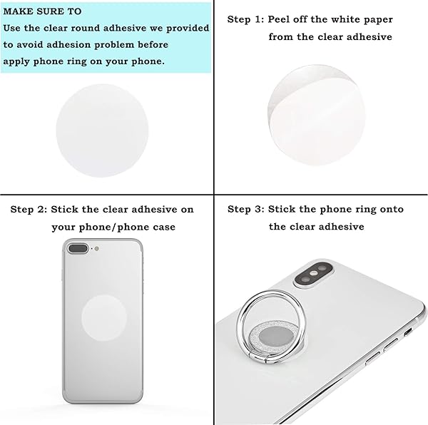 lenoup Lenoup Glitter Phone Ring Holder - Sparkle Kickstand & Finger Grip for All Phones & Tablets (Silver) - View 6 of 7