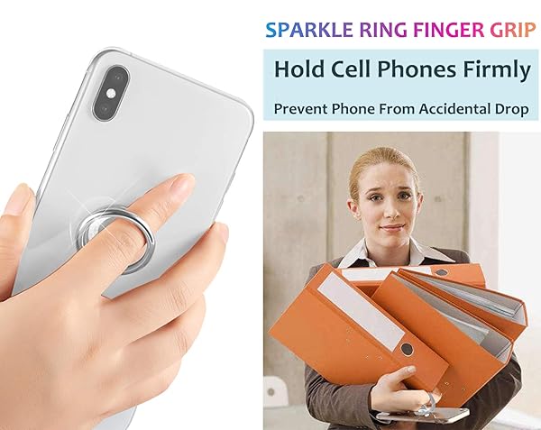 lenoup Lenoup Glitter Phone Ring Holder - Sparkle Kickstand & Finger Grip for All Phones & Tablets (Silver) - View 7 of 7