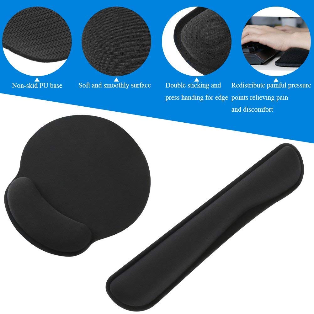 Lyic Memory Foam Mouse Pad and Keyboard Wrist Rest for Ergonomic Support at Office and Home Durable Comfortable Lightweight Non Slip - View 3 of 4