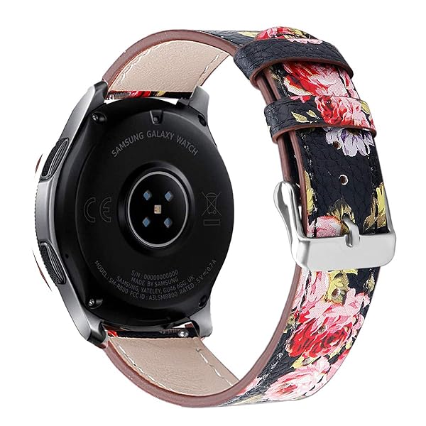 SPINYE SPINYE Band for Galaxy Watch 46mm and 3 45mm 22mm Soft Leather Replacement Strap for Samsung Gear S3 Frontier Classic Flower Green - View 4 of 8