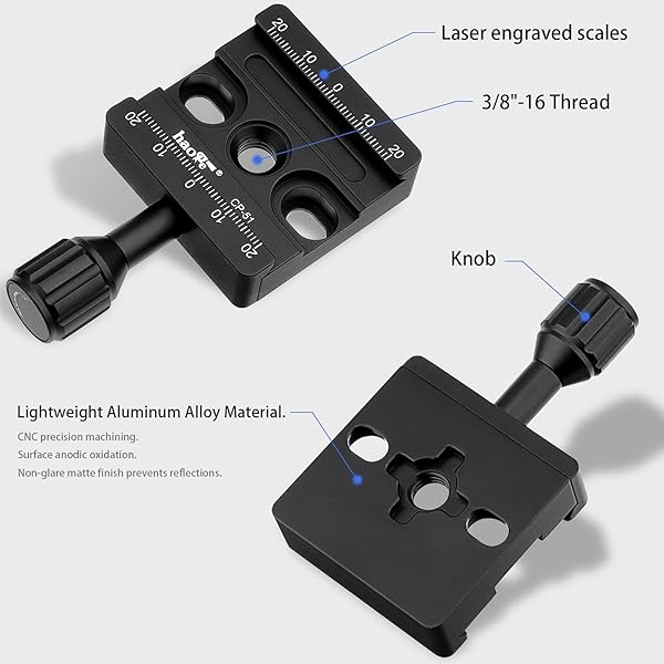 Haoge Haoge CP-51L 50mm Screw Knob Clamp Adapter Mount Long Arm Quick Release QR Plate for Camera Tripod Ballhead Monopod Fit Arca Swiss - View 4 of 10