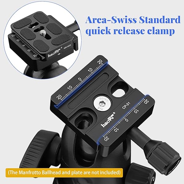 Haoge Haoge CP-51L 50mm Screw Knob Clamp Adapter Mount Long Arm Quick Release QR Plate for Camera Tripod Ballhead Monopod Fit Arca Swiss - View 6 of 10