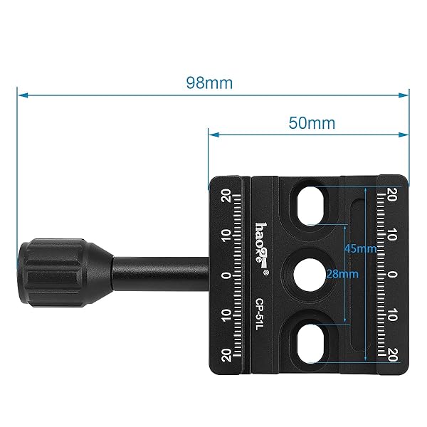 Haoge Haoge CP-51L 50mm Screw Knob Clamp Adapter Mount Long Arm Quick Release QR Plate for Camera Tripod Ballhead Monopod Fit Arca Swiss - View 7 of 10