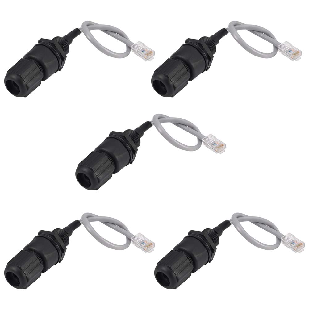 ANMBEST 5PCS M25 RJ45 Waterproof Cat5e Cat6 Connector IP67 Ethernet LAN Cable Coupler Adapter Male to Female for Outdoor Use