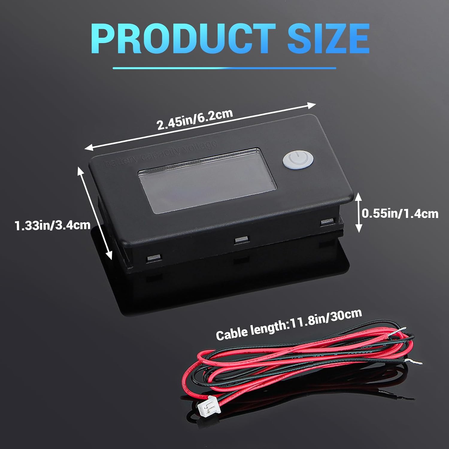 DROK DROK 48v Battery Meter Marine RV Voltage Monitor for 12v 24v Lithium Battery Capacity and Temperature Gauge - View 5 of 6