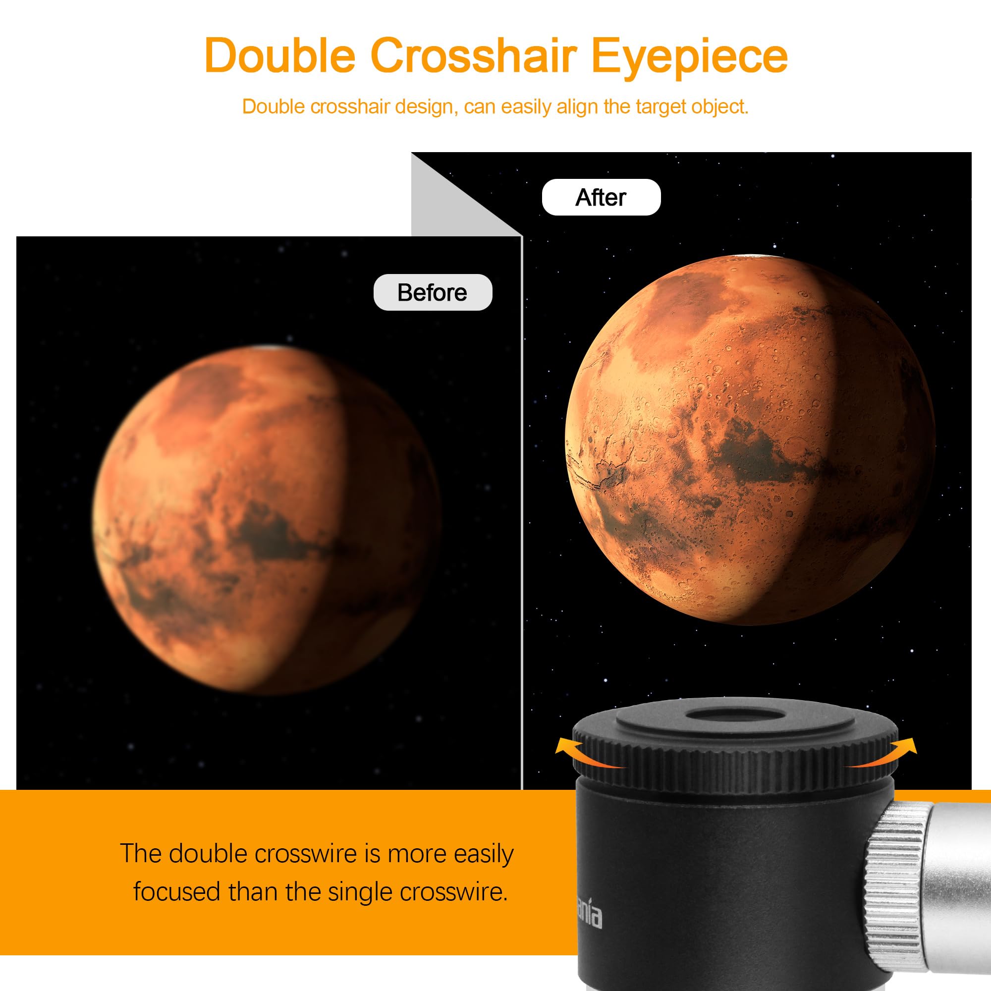 Astromania Astromania 12.5mm Illuminated Reticle Plossl Telescope Eyepiece with Adjustable Focus and LED Illumination - View 5 of 7