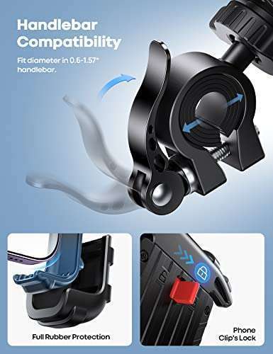 Lamicall "Top Lamicall Bike Phone Holder: Secure Mount for iPhone 15 Pro Max & More - Fits 4.7" to 6.8" Smartphones" - View 7 of 8