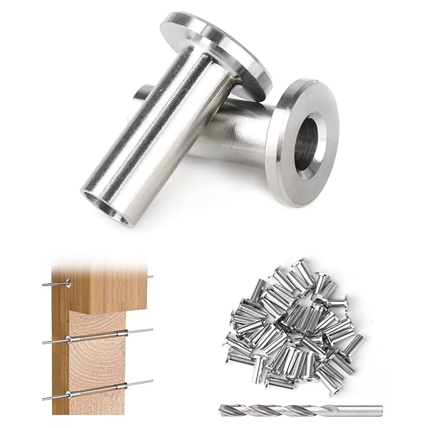 Muzata "Muzata 50 Pack T316 Stainless Steel Cable Railing Protector Sleeves for 1/8", 5/32", 3/16" Wire Rope - Durable Grommet Kit"