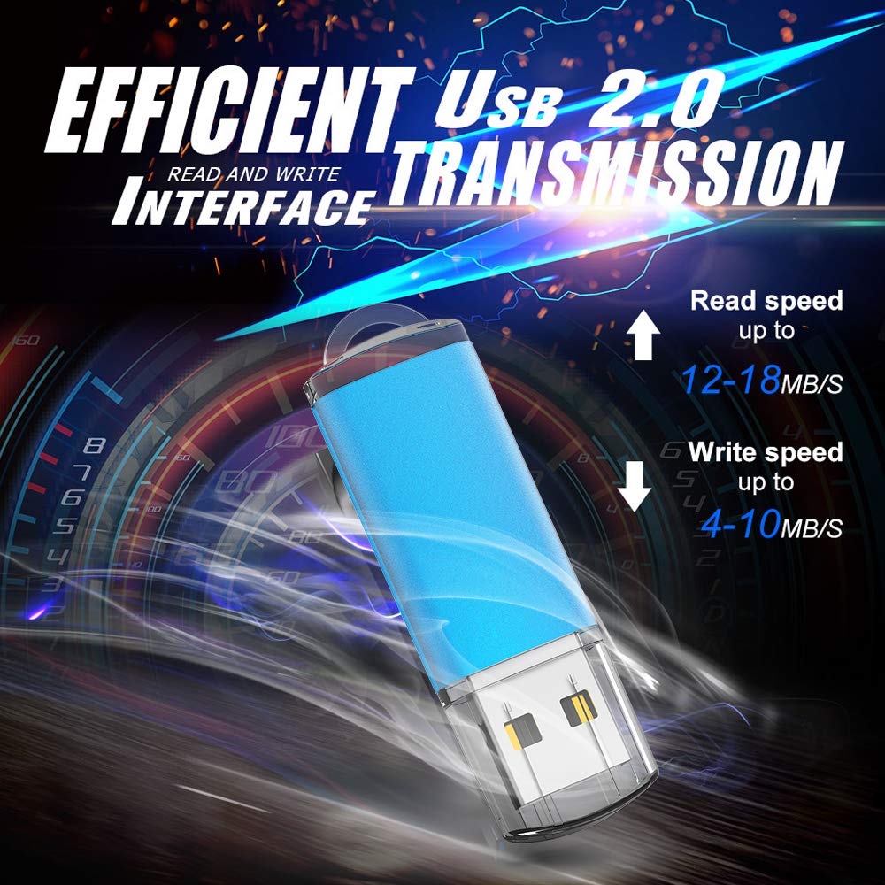 K&ZZ 8GB USB Flash Drive 10 Pack K&ZZ USB 2.0 Thumb Drive with LED Indicator in 5 Colors Blue Green Pink Orange Purple - View 4 of 8